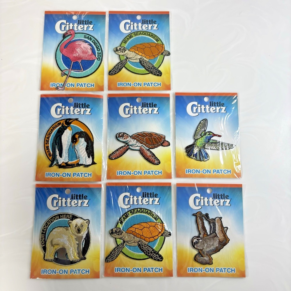 Little Critterz Embroidered Iron On Patches Souvenir Sea Turtle Sloth Penguin 8